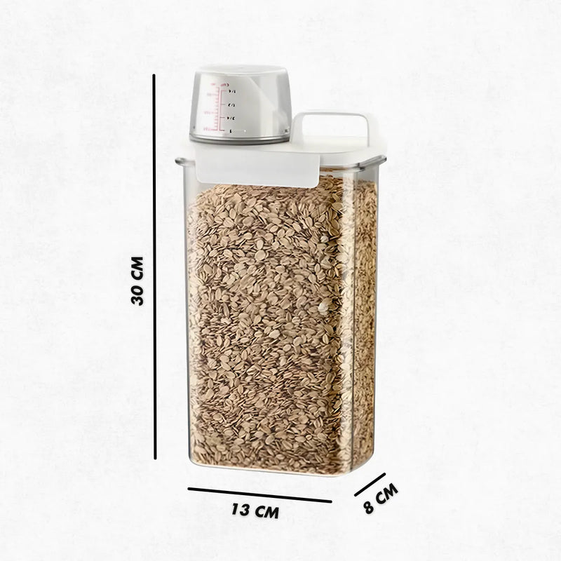 Recipiente Hermético Organizador para Armazenamentos com Copo de Medição - Conjunto de 2 Recipientes