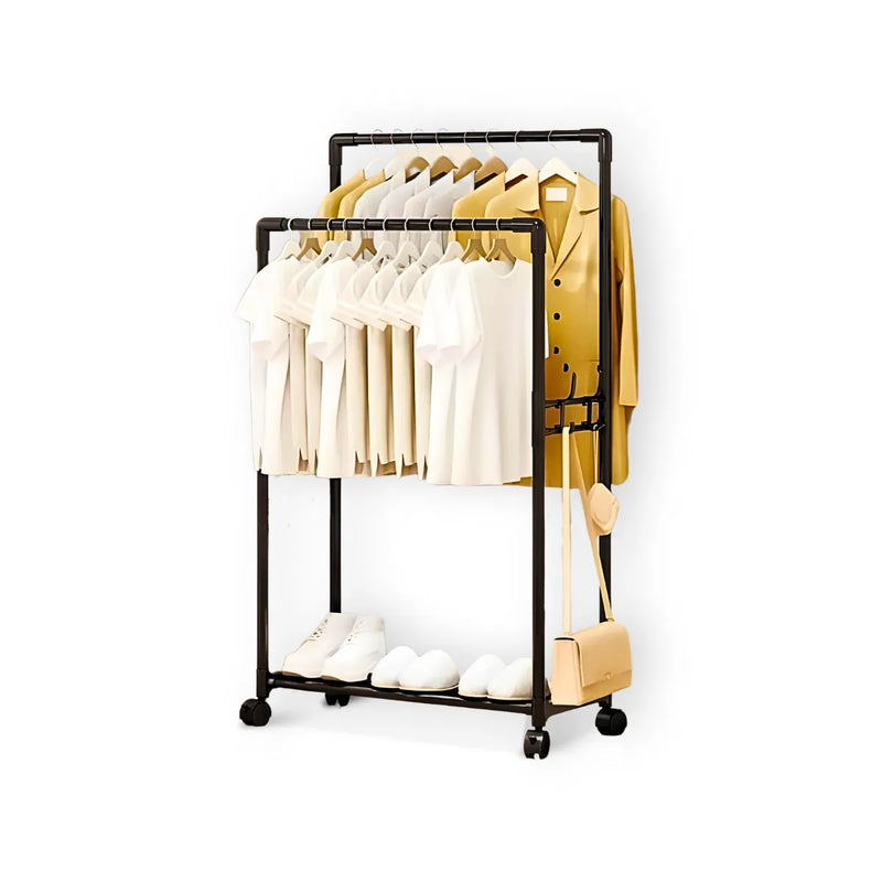 Cabideiro Duplo com Arara e Sapateira com Rodinhas