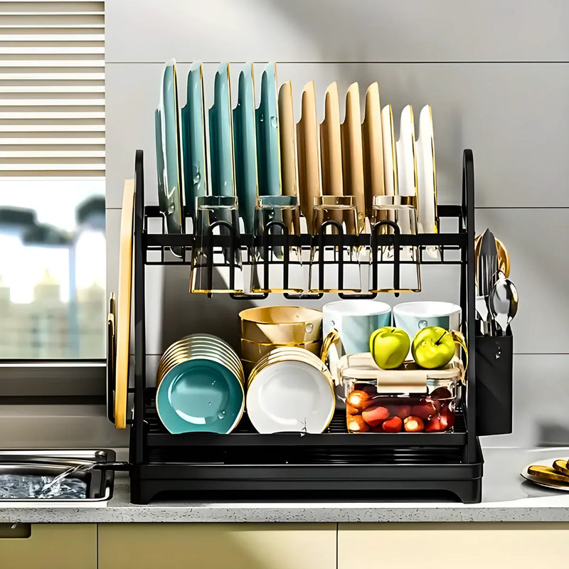 Escorredor e Organizador De Louças Inox Preto