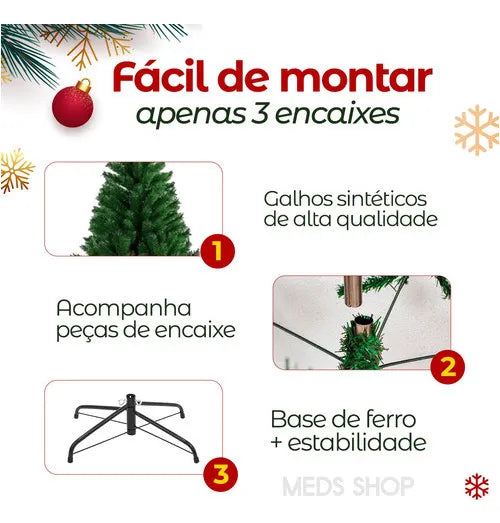 Arvore Natal 1,80m 500 Galhos Decorada Enfeitada Pinheiro Luxo Completa +80 Enfeites